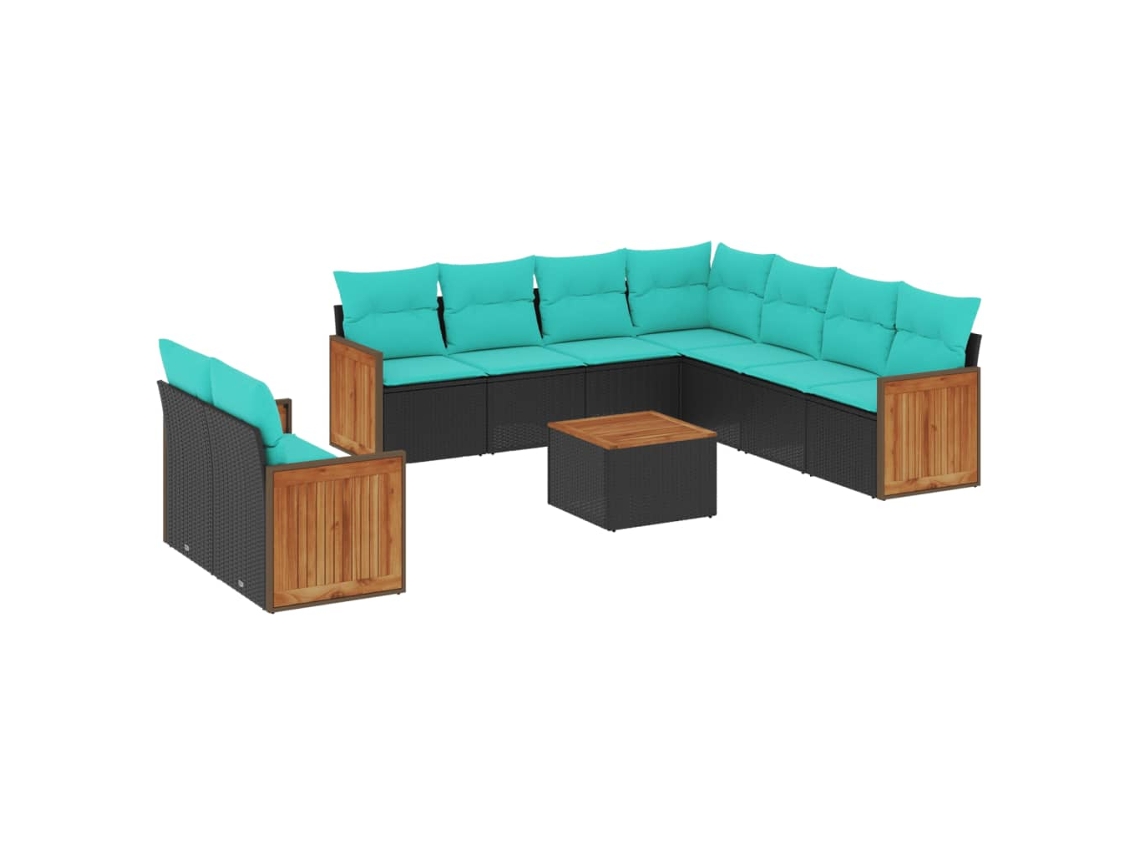 Maison Exclusive - Conjunto De Sofá De Jardín De 10 Piezas Con Cojines, De Poliratán Negro