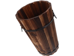 Papelera Redonda Mediana De Madera Con Asa, Ideal Para Oficina Y Baño, Decorativa Multifuncional