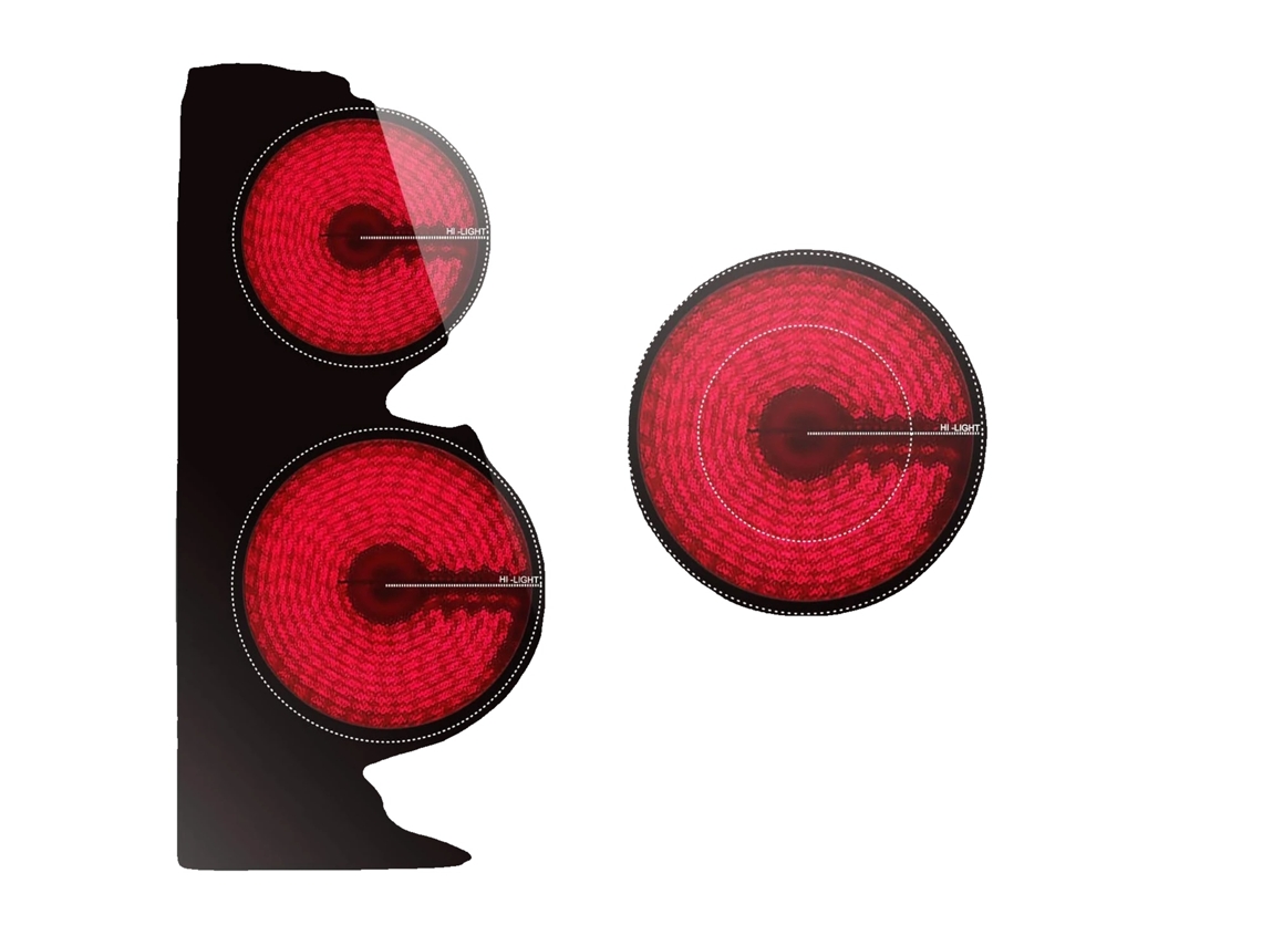 Placa vitrocerámica empotrada, 3 quemadores, potencia 1200w/1800w/2200w, ancho 470 x 659 mm, fondo 45 x 55 cm, control táctil OEM