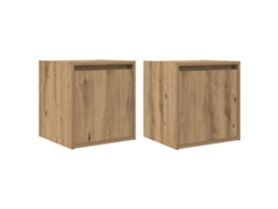 Mesitas de noche de pared de 2 piezas en roble artesanal MAISON EXCLUSIVE (38x34x40 cm)