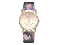 Reloj De Cuarzo Para Mujer Con Correa De Piel Sintética, Estampado Floral, Números Romanos, A La Moda.