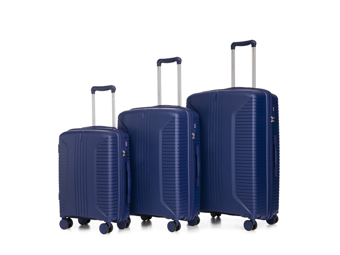 3 Maletas Pequeñas Con Ruedas Giratorias (20/24/28) Y Un Candado De Combinación Azul.