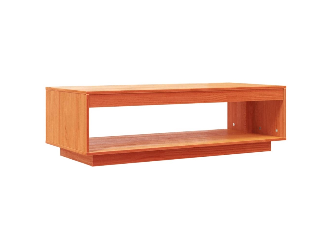 Mesa de centro de diseño moderno y contemporáneo, acabado en cera, 110 x 50 x 33,5 cm, madera maciza de pino, color marrón cera, Dec039082