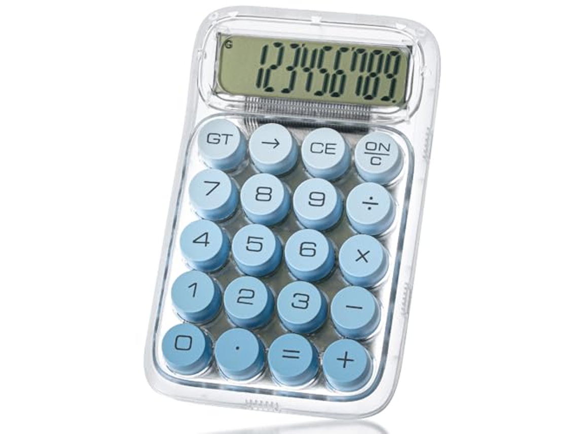Calculadora Csyy con cuerpo transparente e interruptor mecánico (azul)