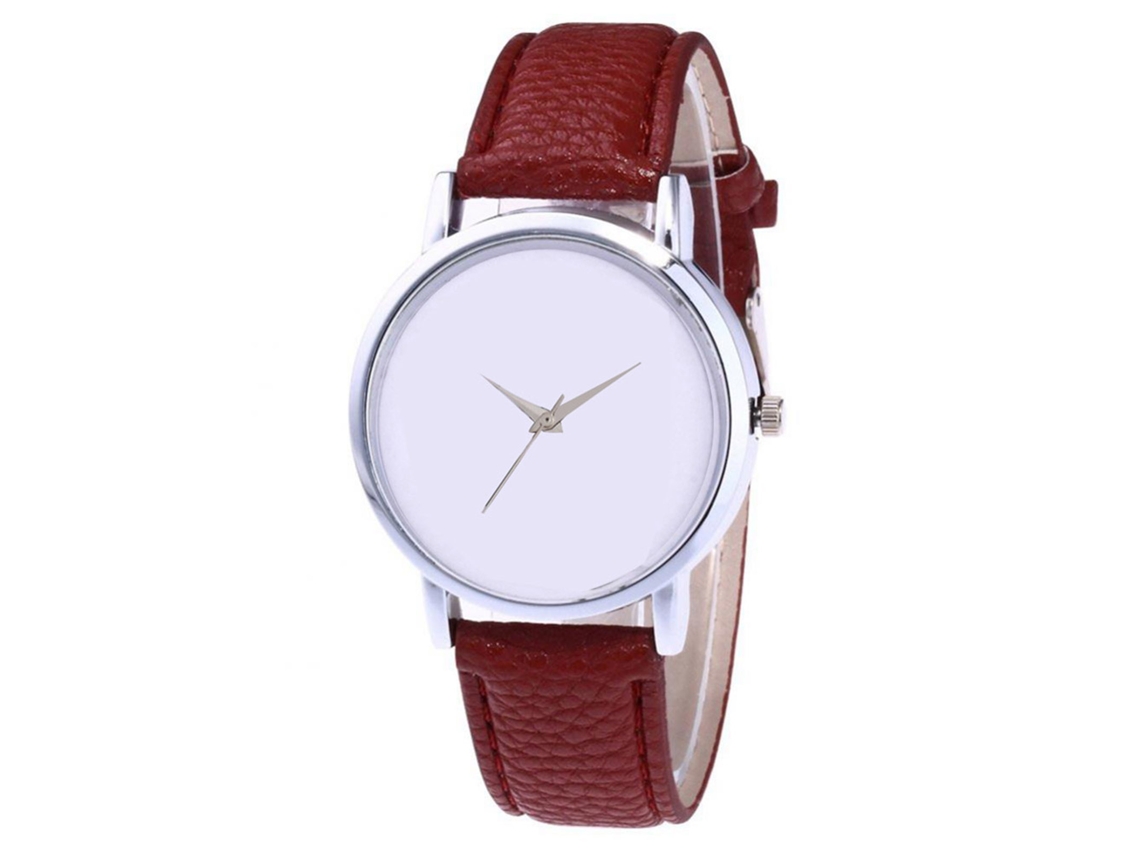 Reloj De Pulsera De Cuarzo Unisex Con Correa De Cuero Pu Casual Zhoulianfa Café