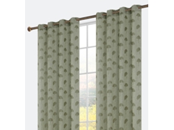 Cortina bordada con delicado bordado de hojas de ginkgo 140 x 260 cm Verde - Individual