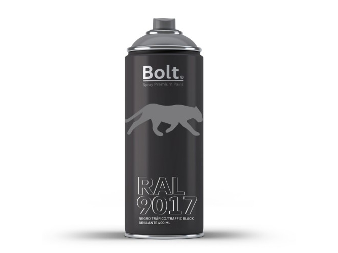 Spray Bolt Premium Acrilico Brillante Ral 400 Ml (Ral 9017 Negro Tráfico)