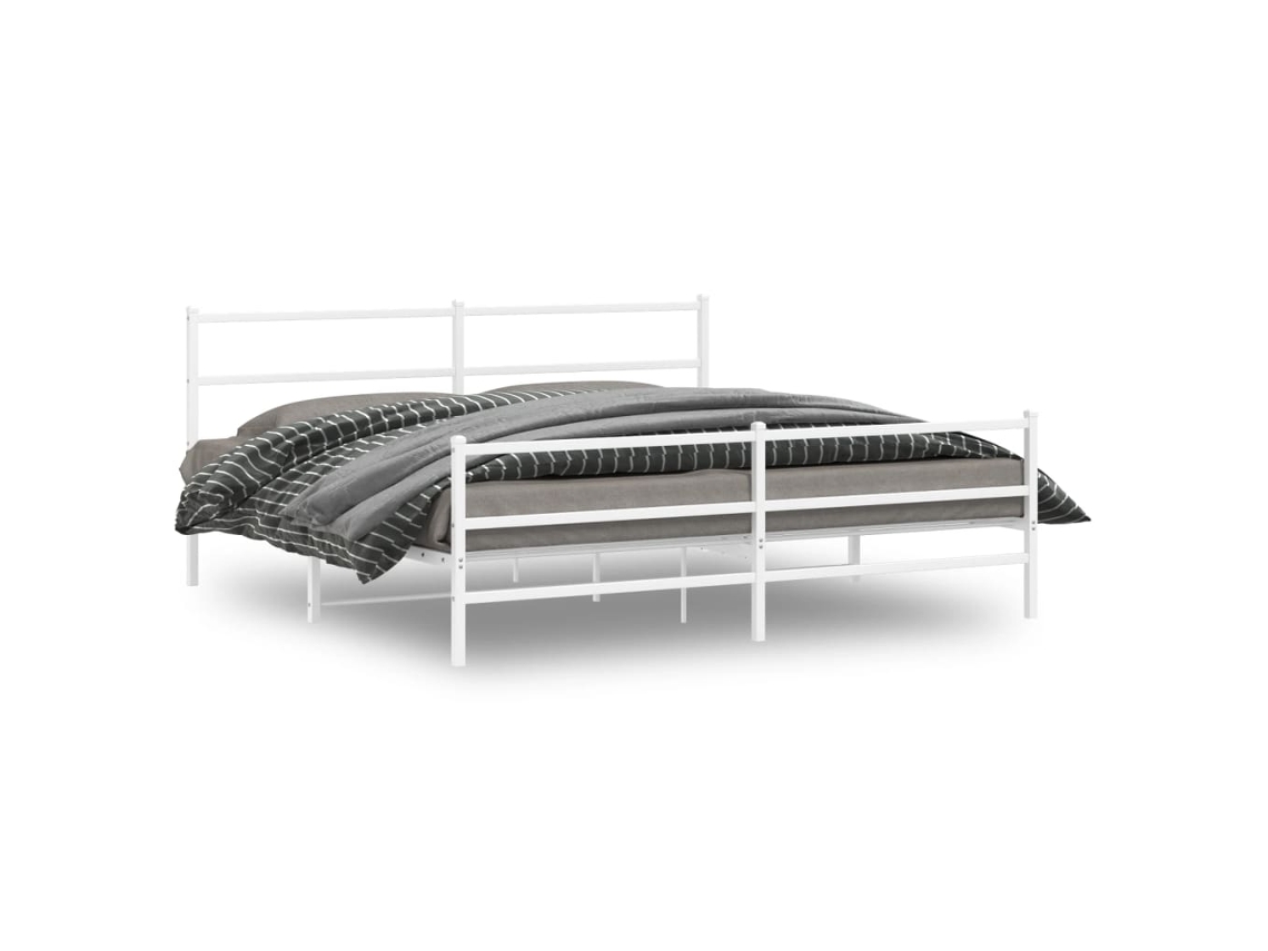 Maison Exclusive - Estructura Cama Sin Colchón Con Estribo Metal Blanco 200x200 Cm