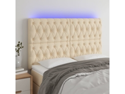 Cabecero Con Luces Led Tela Crema 160x7x118/128 Cm