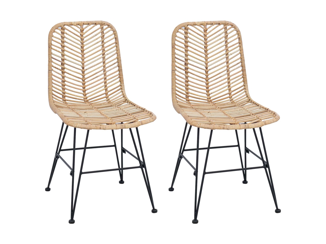 Vidaxl Silla De Comedor 2 Pcs Natural 44 X 47 X 85 Cm Ratan E Hierro