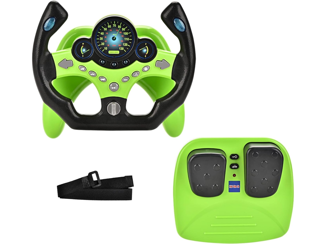 Volante Juguete Chrui Con Pedales De Freno Y Acelerador Con Luz Y Sonido (verde)