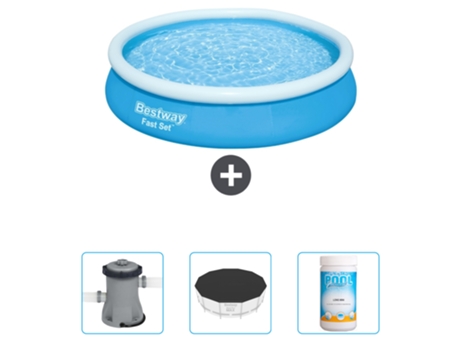 Piscina Hinchable Redonda Fast Set BESTWAY - 366 x 76 cm - Azul - Incluida Bomba - Cubrir - Cloro