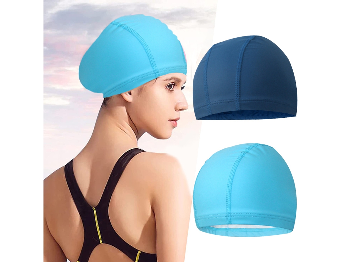 Gorros de natación para hombre y mujer (paquete de 2), con revestimiento de poliuretano de color sólido, cómodos y sin restricciones, ideales para cabello largo.