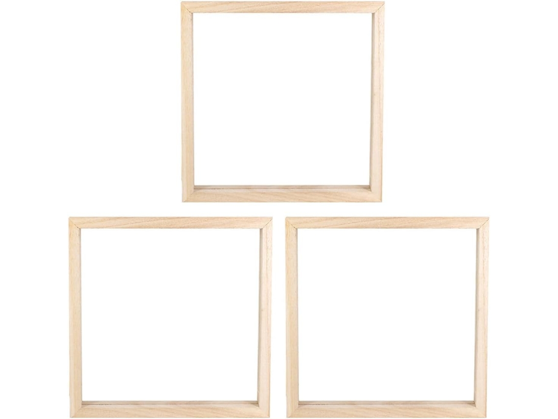 Juego De 3 Marcos De Fotos Cuadrados De 20x20 Cm En Madera Maciza Con Cristal Acrílico, Marco Vacío Para Pintura Diy.
