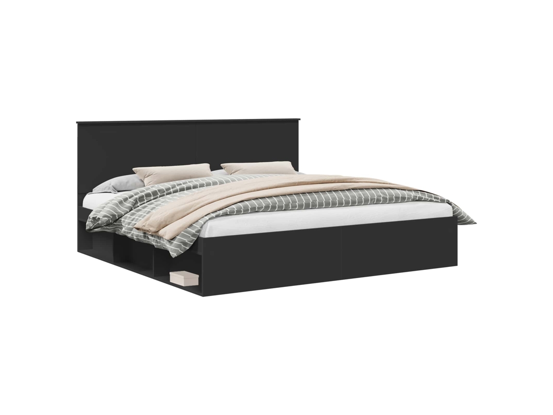 Maison Exclusive - Estructura De Cama Negro 200 X 200 Cm Madera De Pino Macizo