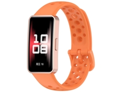 Bracelete Para Huawei Band 10 / 9 / 8 - Silicone Respirável - Estilo Hole Laranja