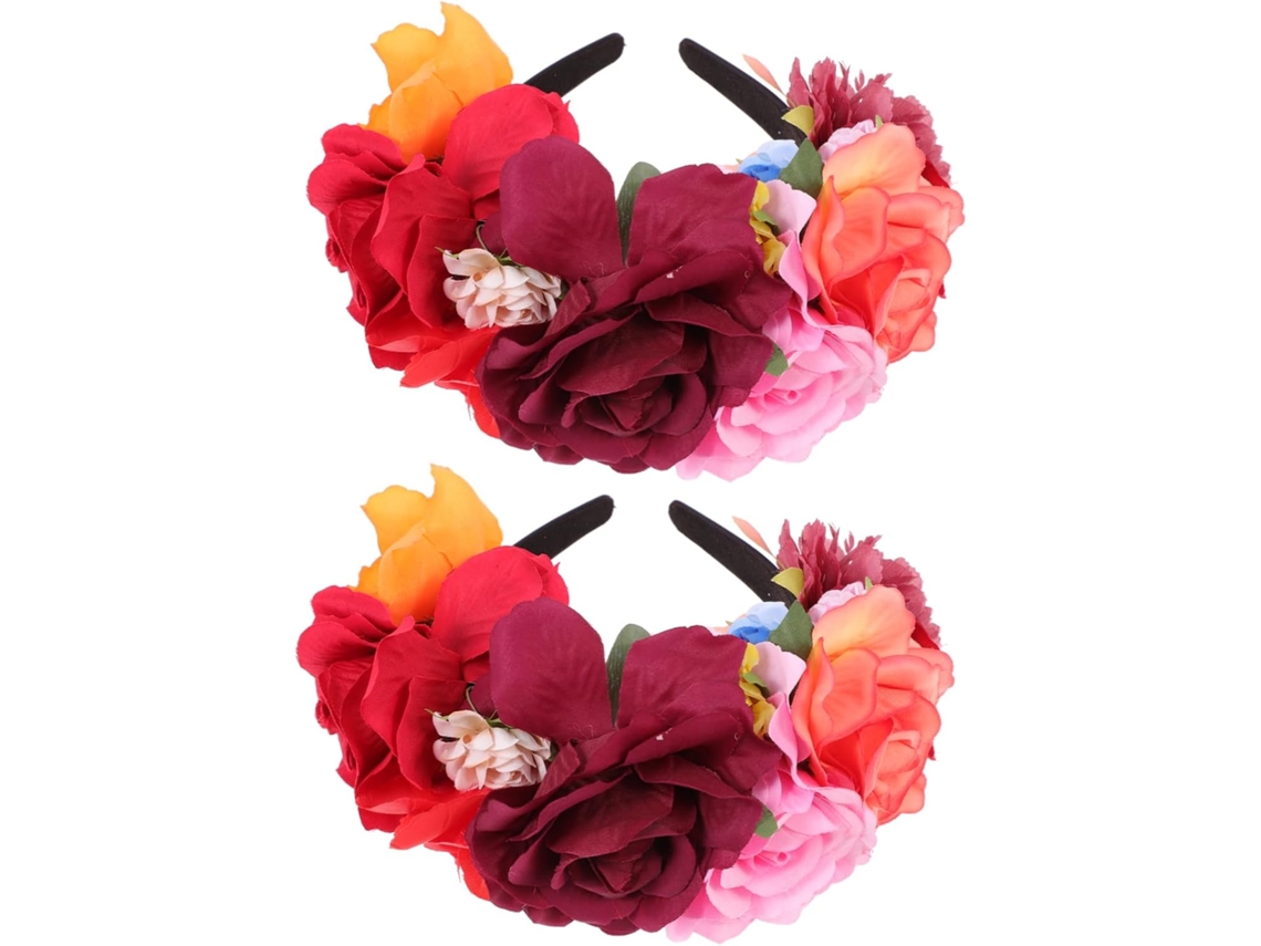 Conjunto De 2 Tiaras Florais Com Rosas Para Decoração De Cabelo, Acessórios Para Festa, Tiara