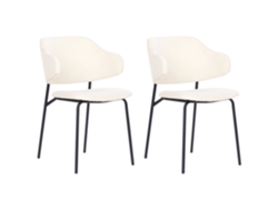 Conjunto de 2 cadeiras de refeição sem braços BELIANI Kenai de Poliéster Creme 46x58x82