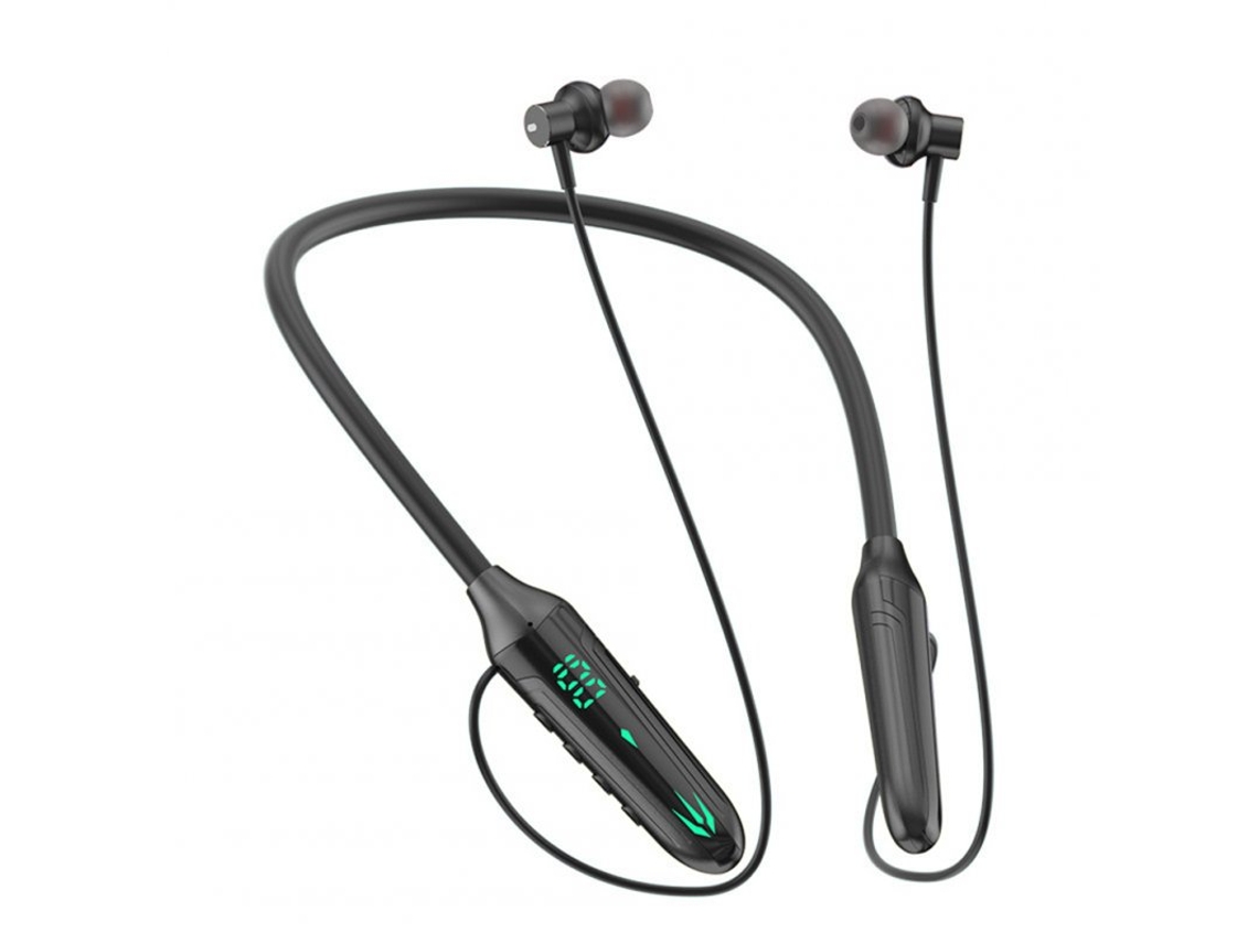 Auriculares Bluetooth Banda para el cuello inalámbrica Pantalla digital Baja latencia Gaming Knight Negro