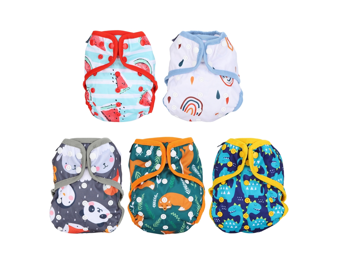 5 fundas ajustables, lavables y reutilizables para pañales de bebé y niña.