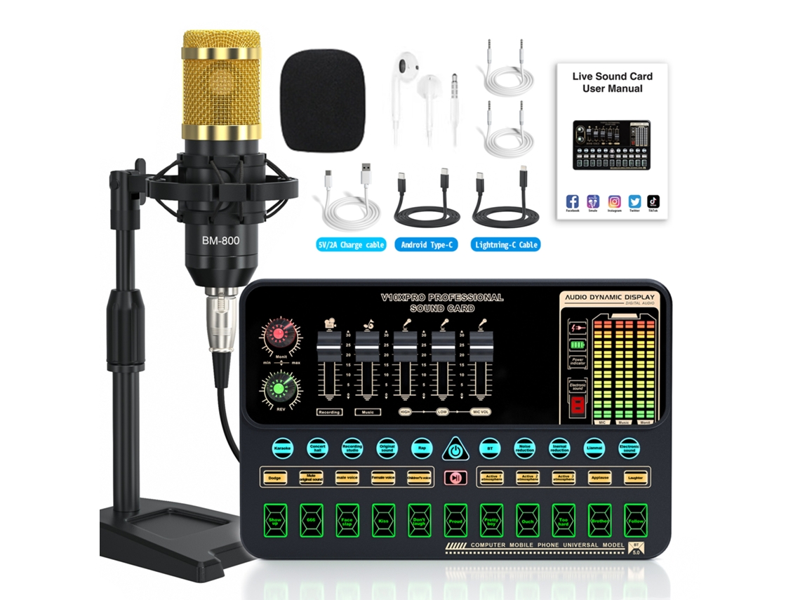 Tarjeta de sonido Yuysan V10xpro y conjunto de micrófono BM800, equipo multifuncional de audio y grabación, negro (b)
