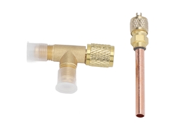 Adaptador en T SAE de 1/4 pulg. con válvula integrada y conexión rápida