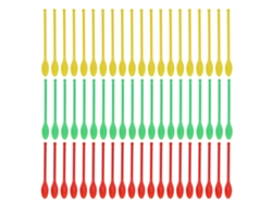 20 juegos de cucharas de laboratorio de plástico con doble boquilla, de color verde, rojo y amarillo, para medición y muestreo.
