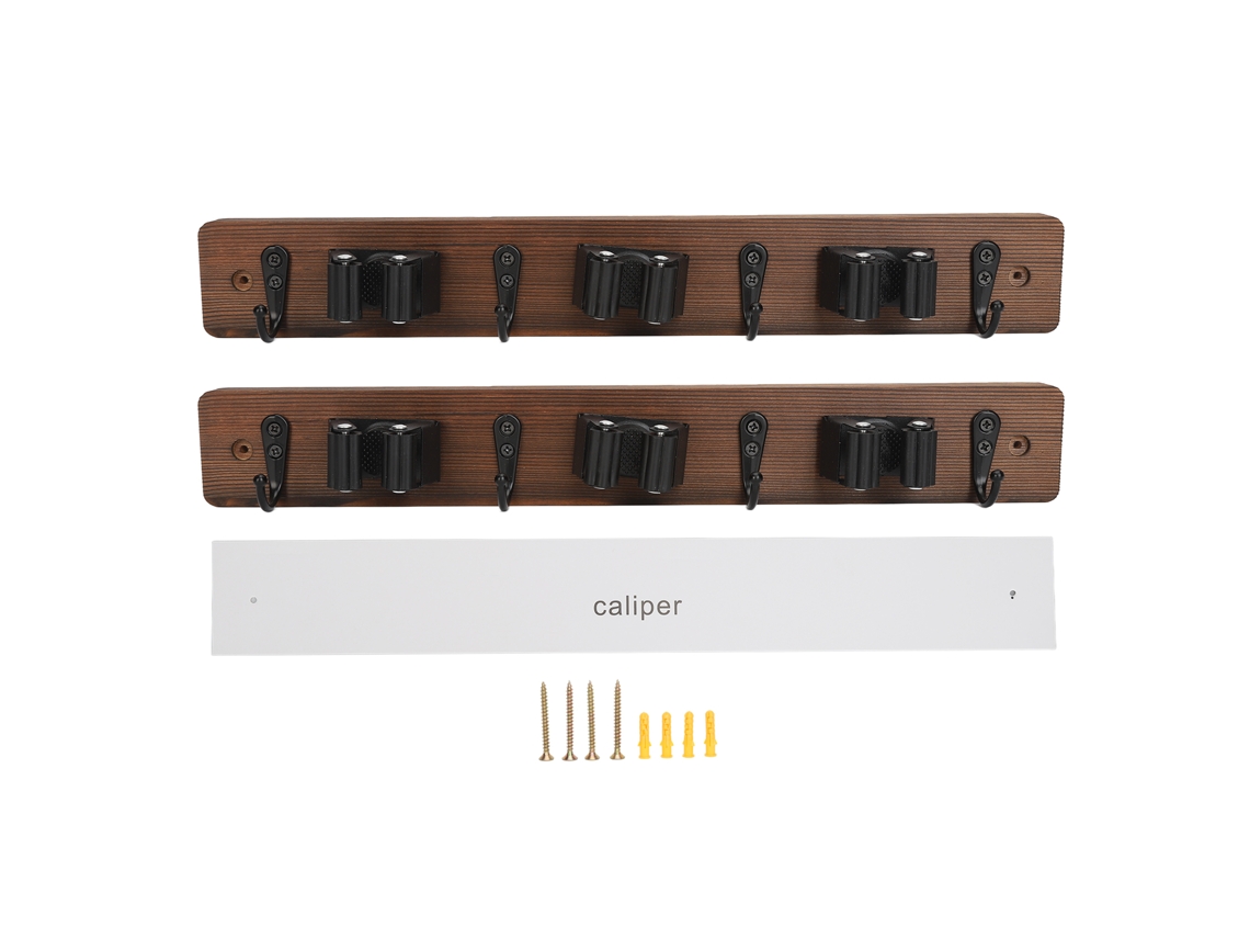 2 Soportes De Madera Para Escobas Y Paños De Limpieza Con 3 Clips Y 4 Ganchos Para Montaje En Pared, Baño, Cocina.
