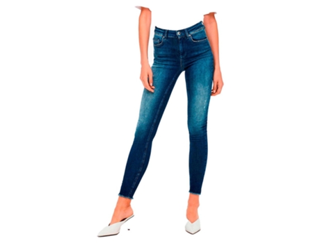 Calça ONLY Jeans Blush Life Mid Skinny Ankle Raw Rea811 Azul M / 32 Mulher