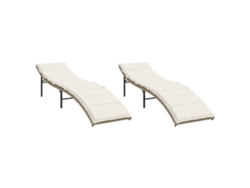 Tumbonas con cojines, 2 unidades, mimbre, beige, MAISON EXCLUSIVE