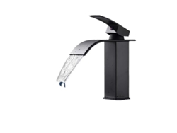 Válvula De Lavabo Negra Mate Con Salida En Cascada, Diseño Moderno Y Monocomando