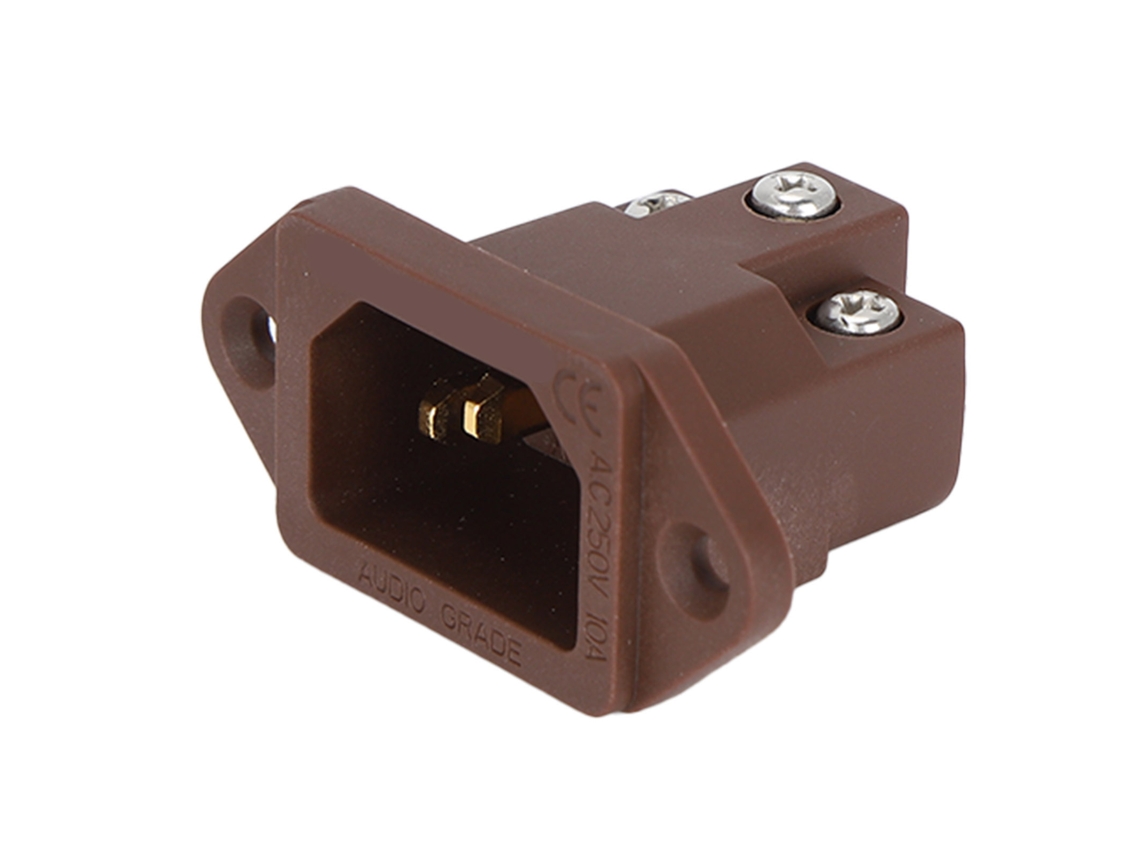 Adaptador De Enchufe Para Montaje En Panel Iec De Cobre Puro Chapado En Oro De Monosaudio, 100-250v Marrón Ic71(g)