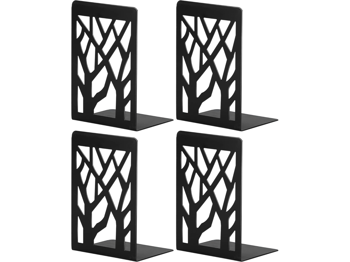 Suporte De Livros Em Metal, Aplicável A Cds, Estantes, Pastas E Dvds, 2 Pares, Preto, 17,5 X 12 Cm