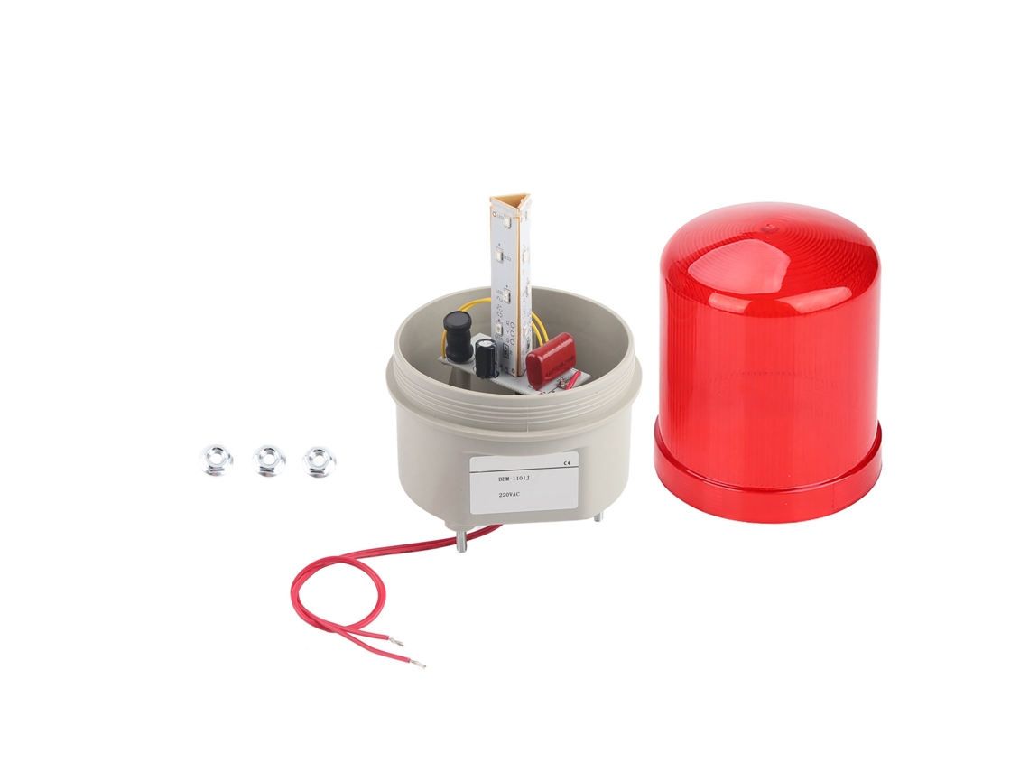 Luz De Advertencia Led Roja Con Sirena Giratoria De 120 Db Para Emergencias Y Obras De Construcción.