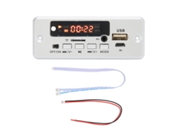 Placa decodificadora MP3 de 12 V y 2 canales con entrada auxiliar, puerto USB y compatibilidad con tarjetas de memoria y memorias USB.