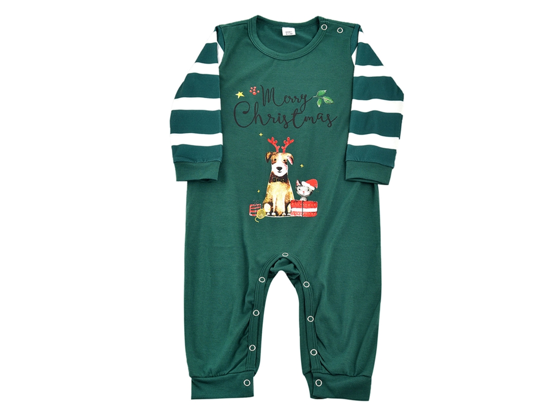 Pijamas Navideños Para Familia De Coincidencia Con Estampado Cartoon Y Rayas Manga Larga Para Hombres Mujeres Niños Bebé 18-24m
