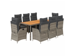 Maison Exclusive - Set Comedor Jardín 9 Pzas Y Cojines Ratán Sintético Gris