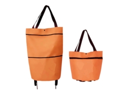 Carrito de compras plegable 2 en 1 con cremallera de dos etapas y ruedas. GOKOCO