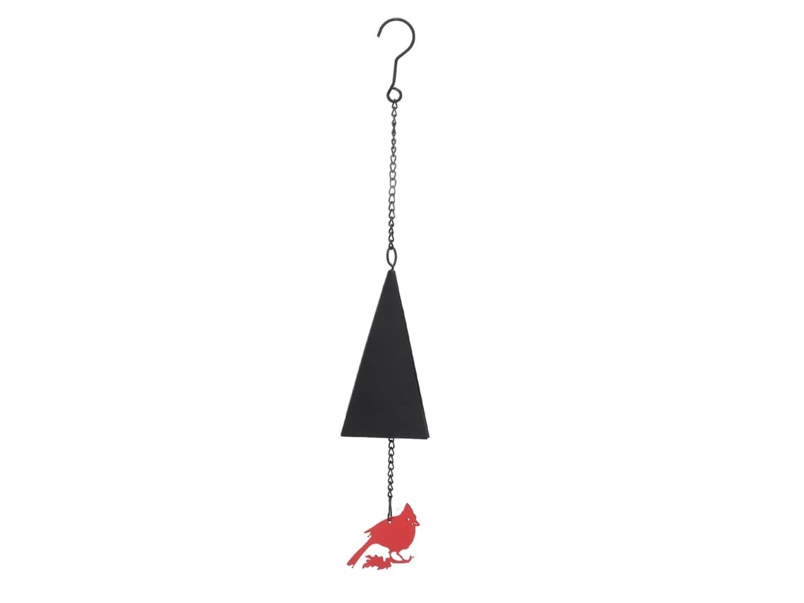 Campana de viento colgante de hierro inoxidable con diseño geométrico de pájaro para exteriores, patio, valla y terraza.