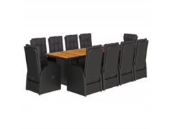 Maison Exclusive - Set De Comedor Jardín 11 Pzas Con Cojines Ratán Sintético Negro