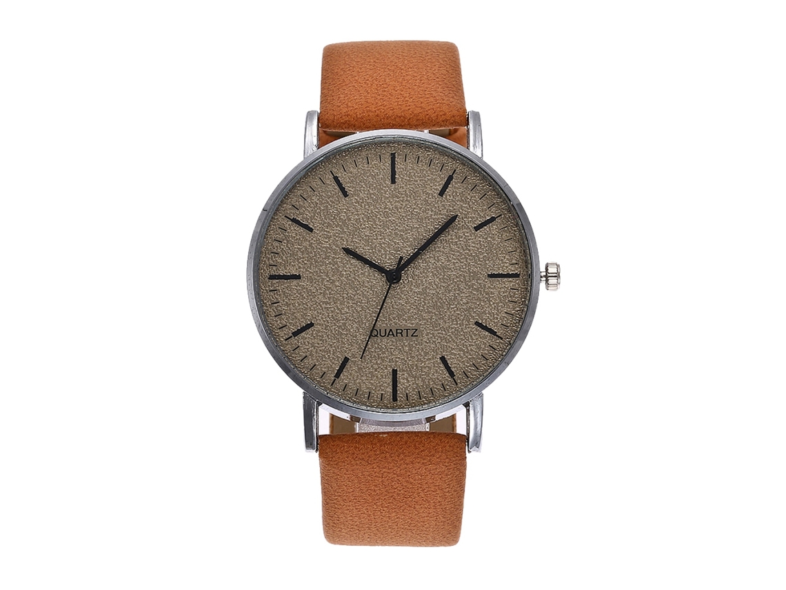 Reloj De Pulsera De Aleación Redondo Analógico De Cuarzo Para Parejas Café