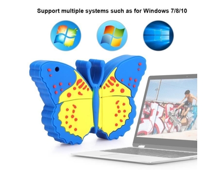 HURRISE Lindo U Disco de Dibujos Animados Material PVC Pequeño Patrón de Mariposa Unidad Flash USB Computadora Memory Stick Lector