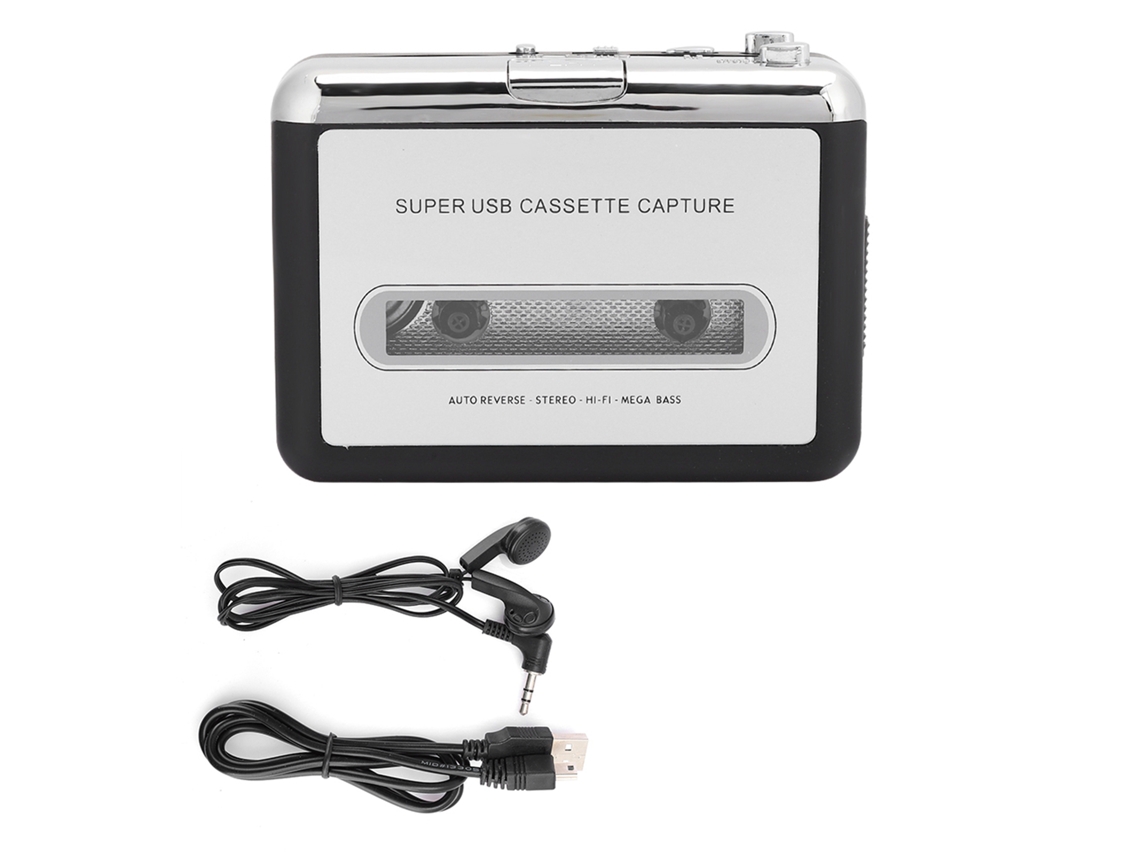 Reprodutor De Fitas Cassete Portátil Com Conversor De Áudio Tape Para Mp3 E Cabo Usb