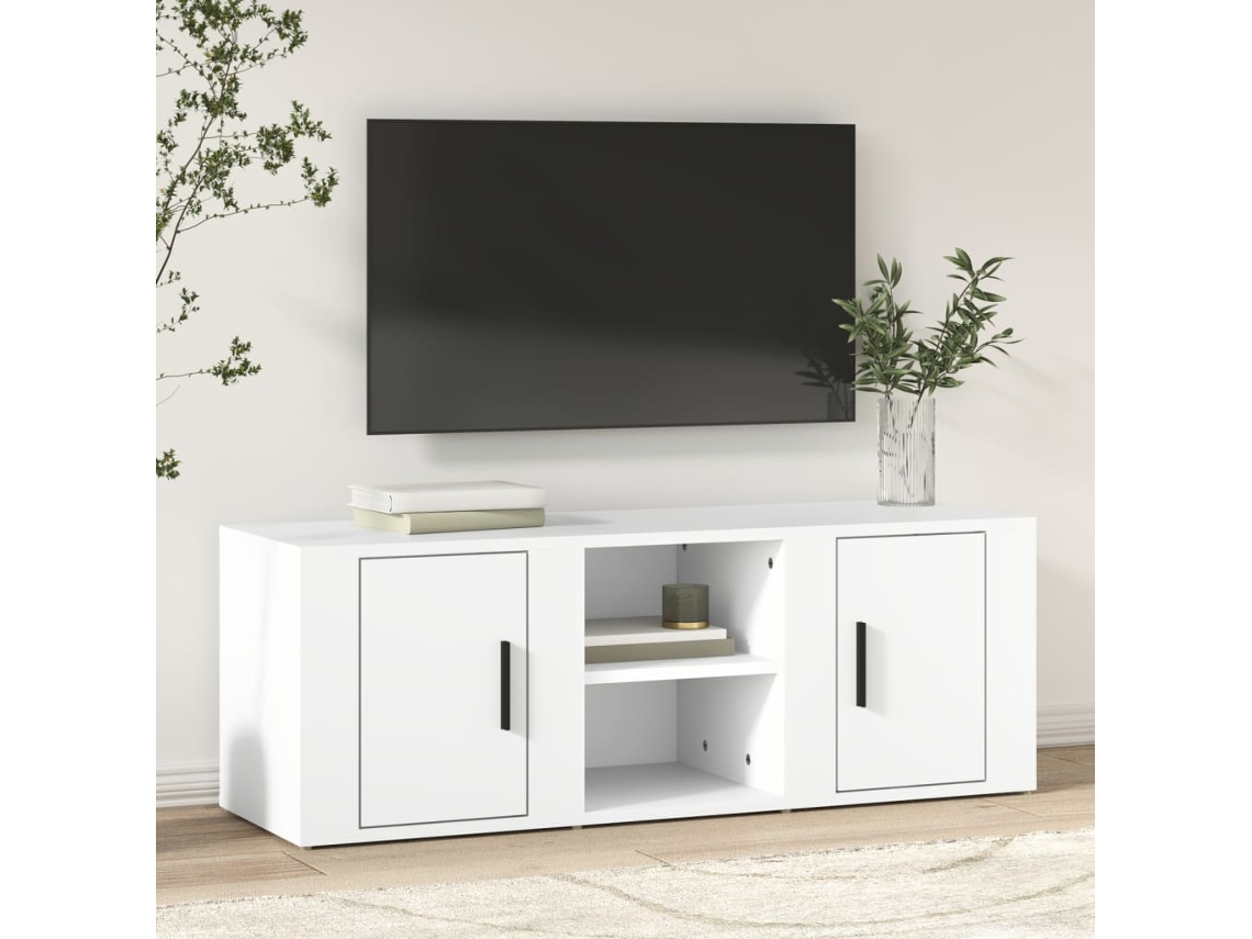 Mueble Para Tv | Armario Para Tv | Gabinete De Tv Madera Contrachapada Blanco 100x31,5x35 Cm