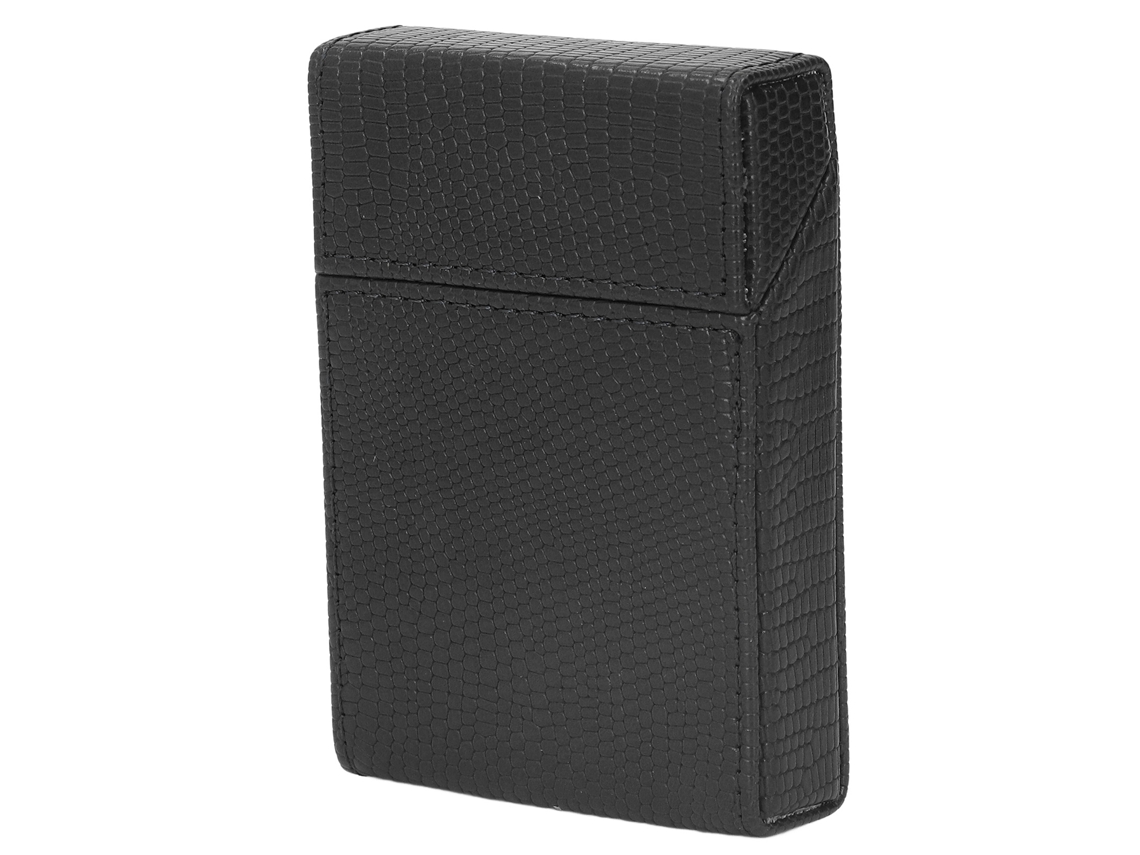 Estuche Portátil De Poliuretano Negro Con Estampado De Lagarto Para Cigarrillos, Para Hombre, Con Capacidad Para 20 Cigarrillos Medianos.
