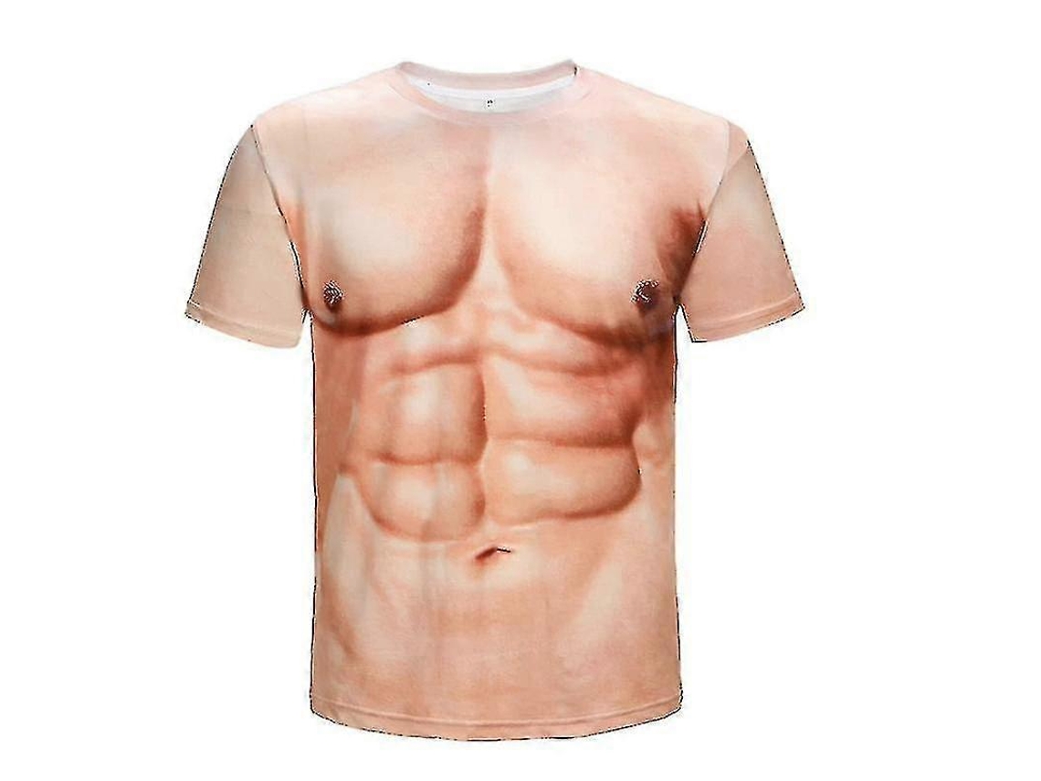 Camiseta con estampado muscular 3D para hombre, manga corta, suave, cómoda, verano