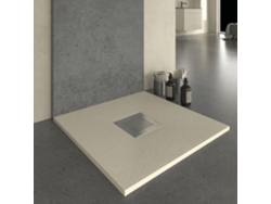 Base de ducha de resina color crema pizarra de 90x90 cm con rejilla RC.