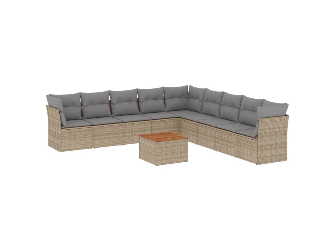 Conjunto 10 de sofás jardín con cojines beige VIDAXL ratán sintético