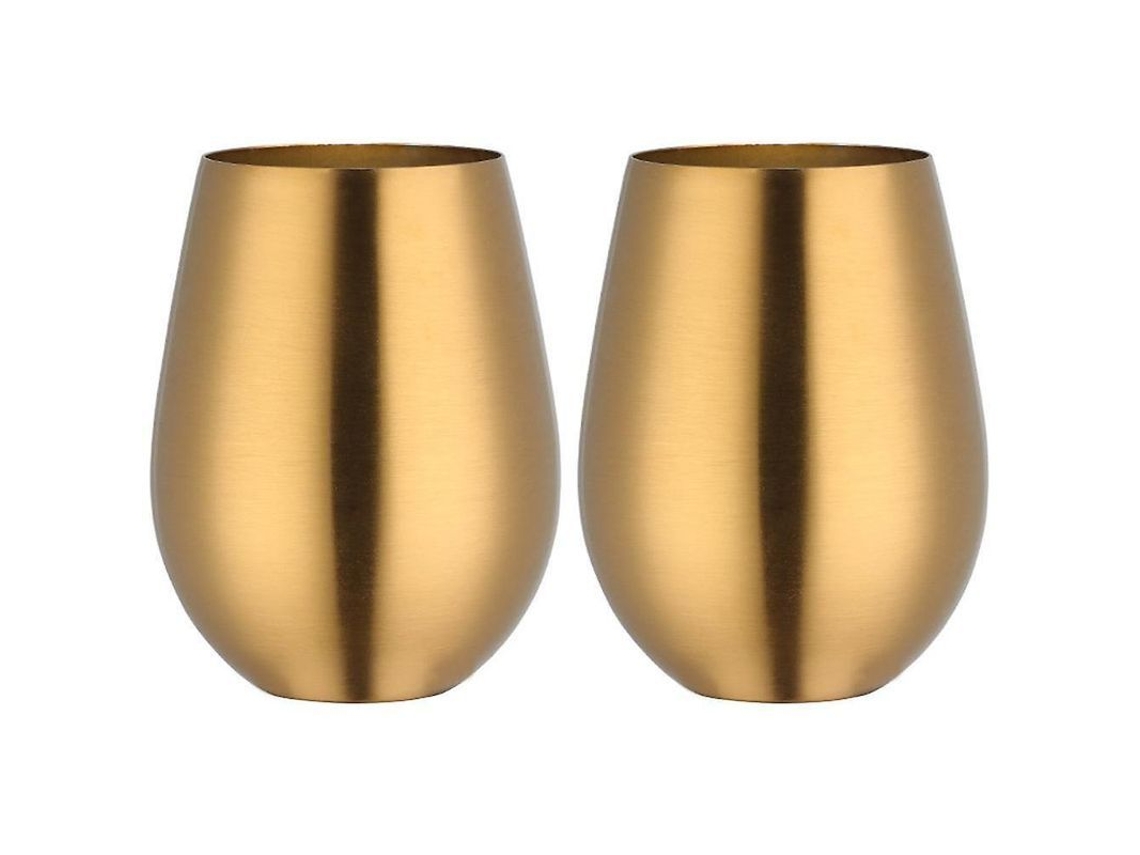 2026da-juego De 2 Vasos De Vino Sin Tallo De Acero Inoxidable, Termoaislantes, Portátiles Para Exteriores, Diseño Ergonómico Oro