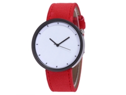 Reloj De Cuarzo Para Hombre Con Correa De Cuero Pu Resistente Al Agua (rojo)